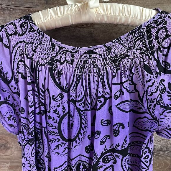 Apt 9 Ladies Scoop Neck Shirt Sleeve Blouse Top Small Purple Floral Paisley - Picture 7 of 7